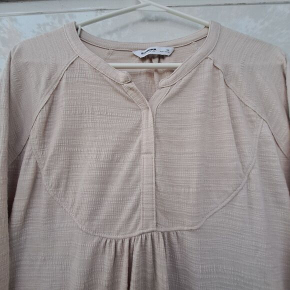Sonoma Beige Soft Stretchy V-Neck Top with Long Sleeves Plus Size 0X - Picture 3 of 16